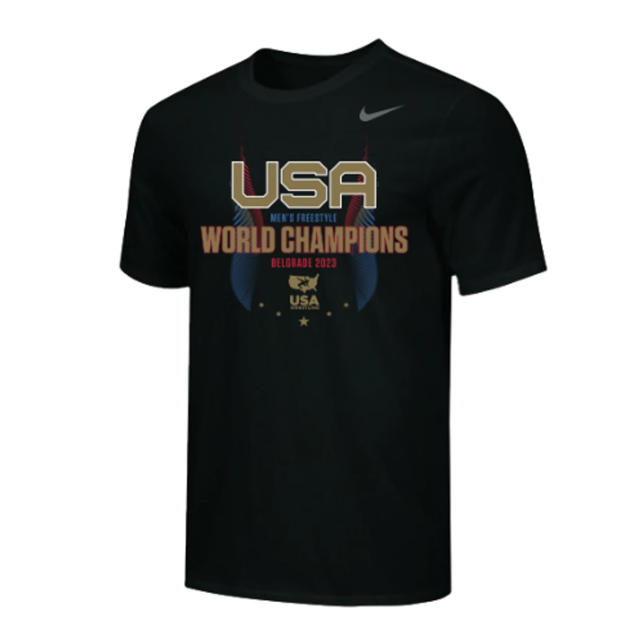 Nike Men's USA Wrestling World Champions Belgrade 2023 Tee - Black