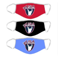 USA Weightlifting Non-Medical Face Covering 3 Pack - Red/Black/Light Blue