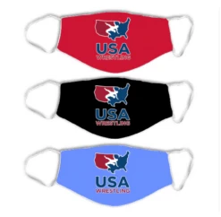 USA Wrestling Non-Medical Face Covering 3 Pack - Red/Black/Light Blue