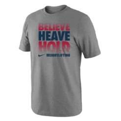 Nike Youth Weightlifting Believe Heave Hold Grey Tee - Grey/Red/Blue Fade
