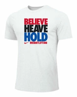 Nike Women's Weightlifting Believe Heave Hold Tee - White/Red/Black/Blue