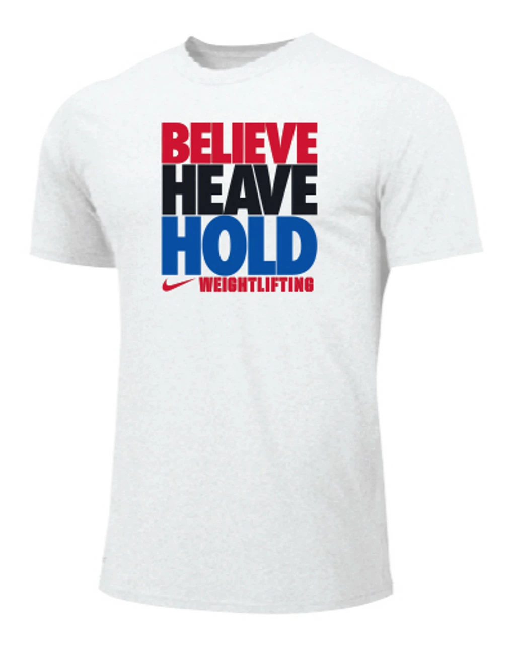 Nike Women's Weightlifting Believe Heave Hold Tee - White/Red/Black/Blue