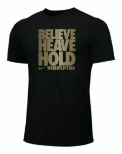 Nike Women's Weightlifting Believe Heave Hold Tee - Black/Gold