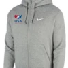 Nike Men's USA Wrestling Club Fleece Full Zip Hoodie - Heather Grey