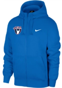 Nike Youth USA Weightlifting Club Fleece Full Zip Hoodie - Royal
