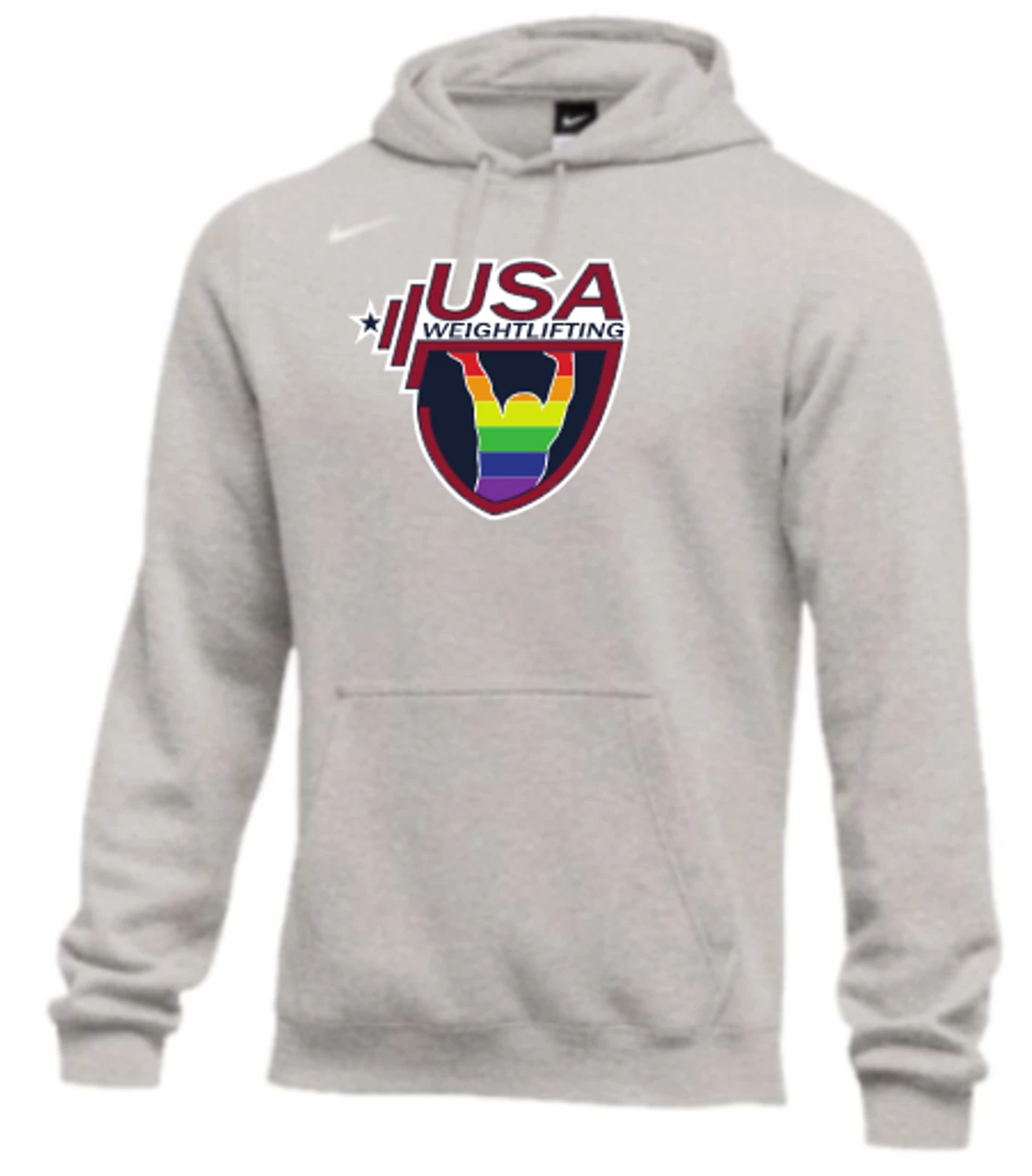 Nike Men's USA Weightlifting Pride Fleece Pullover Hoodie - Heather Grey