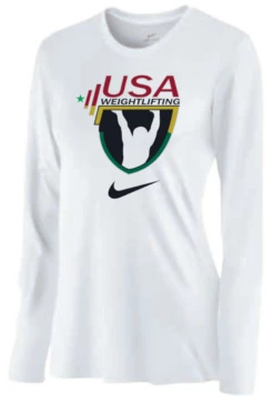 Nike Women's USA Weightlifting Team Legend LS Black History Month Crew - White