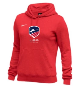 Nike Women's USAF Club Fleece Pullover Hoodie - Scarlet