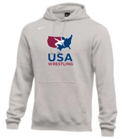Nike Men's USA Wrestling Club Fleece Pullover Hoodie - Heather Grey