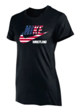 Nike Women's Wrestling USA Flag Tee - Black