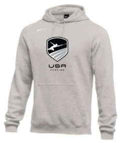 Nike Men's USA Fencing Club Fleece Pullover Hoodie - Heather Grey/Monocrome