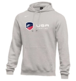 Nike Men's USA Fencing Club Horizontal Logo Fleece Pullover Hoodie - Heather Grey