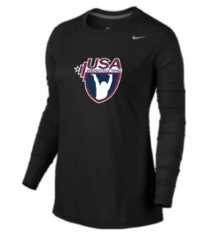 Nike Women's USA Weightlifting Legend LS Crew - Black/Black/Cool Grey