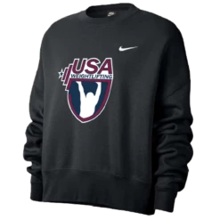 Nike Women’s USA Weightlifting Fleece Trend Crew - Black/Fluorescent Raspberry