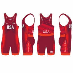 Nike Youth USA Wrestling Budapest Tour Wrestling Singlet - Red