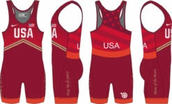 Nike Women's USA Wrestling Double Chevron Tour Wrestling Singlet - Red