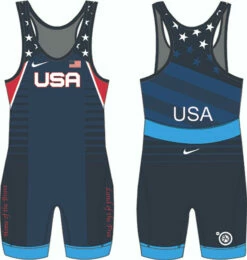 Nike Men's USA Wrestling Old Glory Singlet - Blue