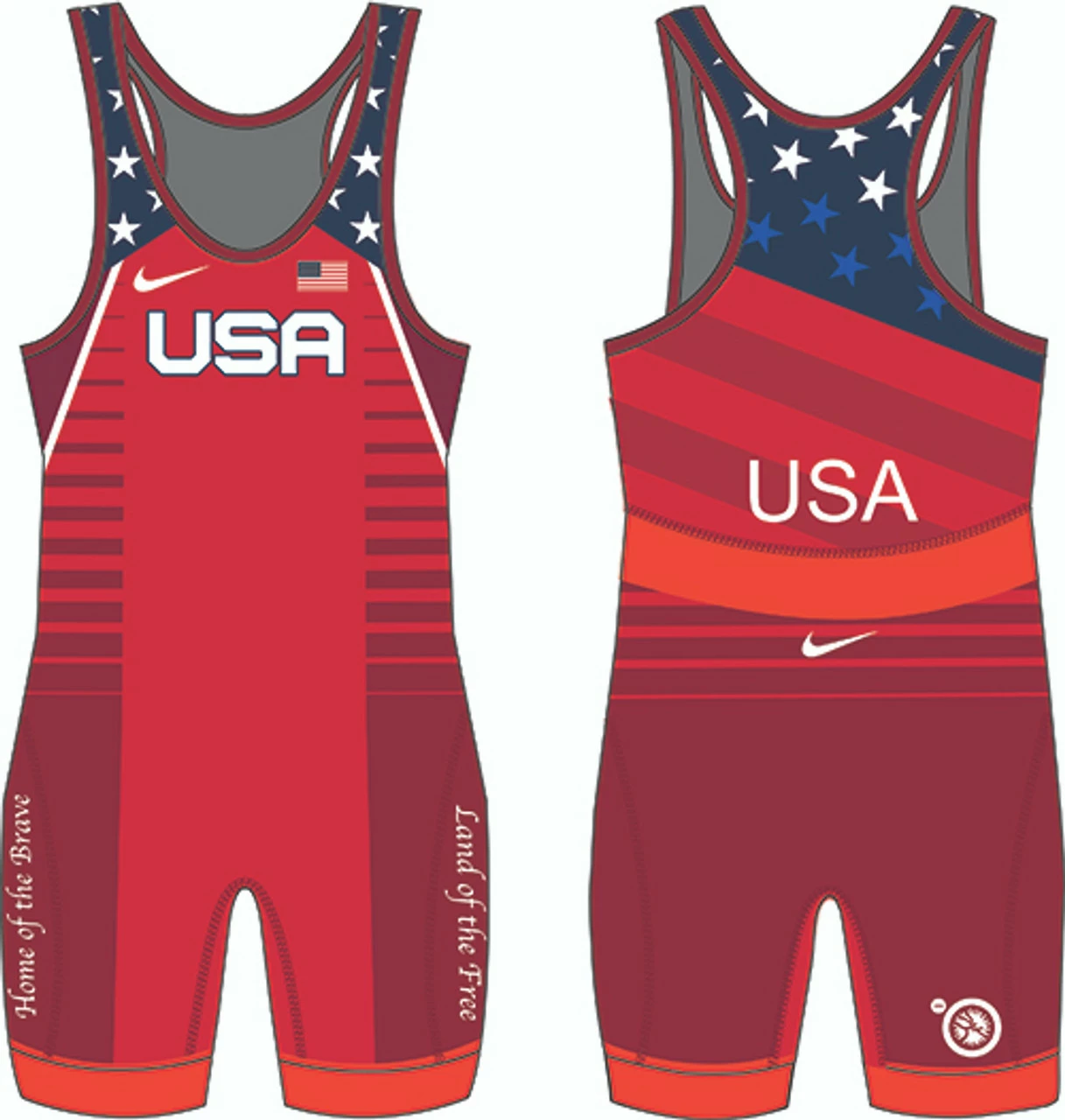 Nike Youth USA Wrestling Old Glory Singlet - Red