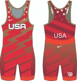 Nike Men's USA Wrestling Lightning Bolt Singlet - Red