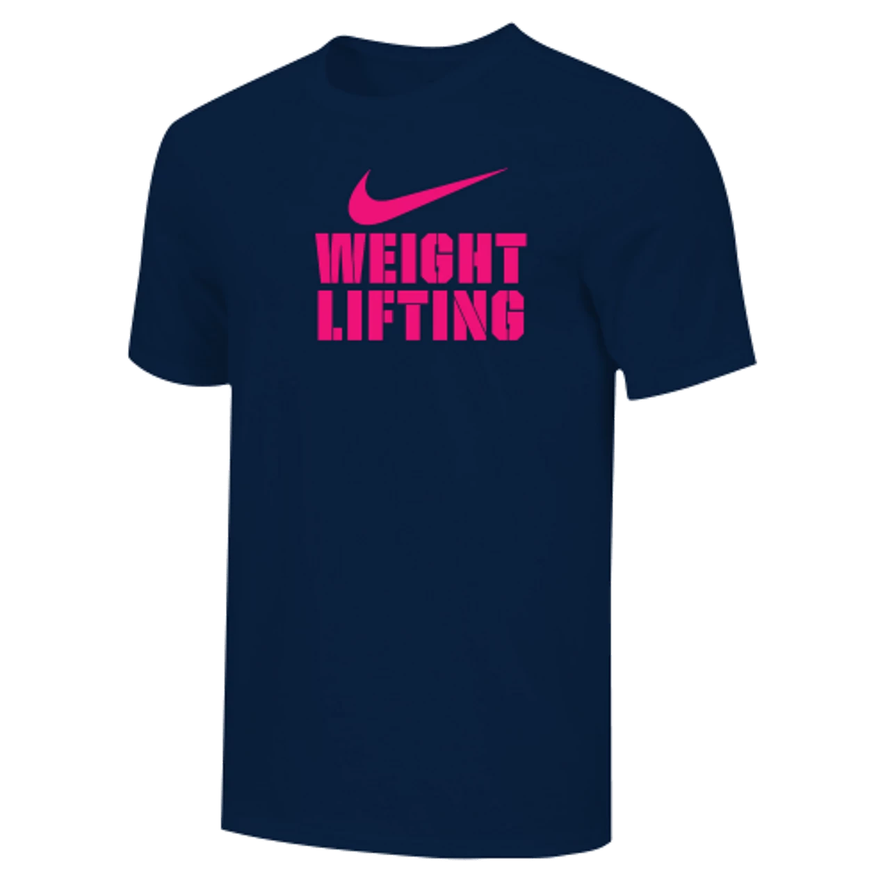 Nike Men's Weightlifting Stacked Tee - Navy/Fluorescent Pink