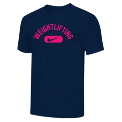 Nike Men's Weightlifting Swoosh Tee - Navy/Fluorescent Pink