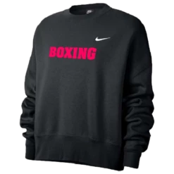 Nike Women’s Boxing Fleece Trend Crew - Black/Fluorescent Raspberry