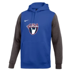 Nike Men's USA Weightlifting Club Fleece Color Block Hoodie - Royal/Grey