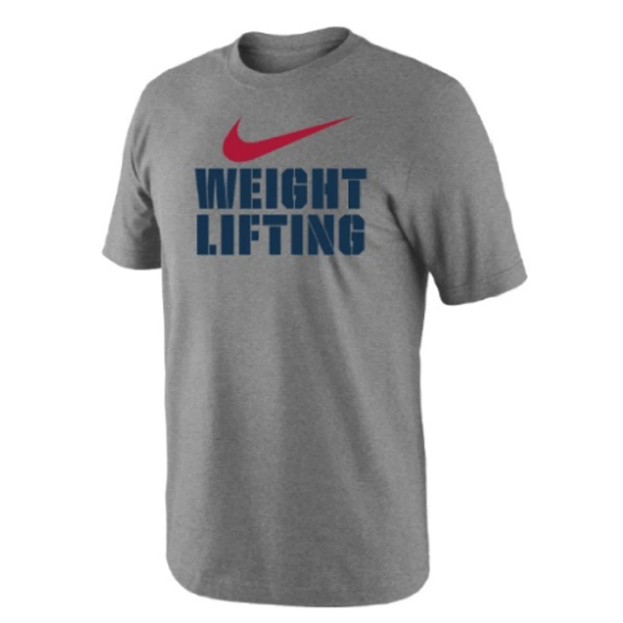 Nike Men's Weightlifting Red Swoosh Tee - Grey/Red/Blue