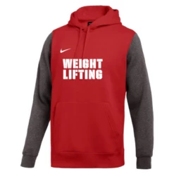 Nike Men's Weightlifting Club Fleece Color Block Hoodie - Red/Grey