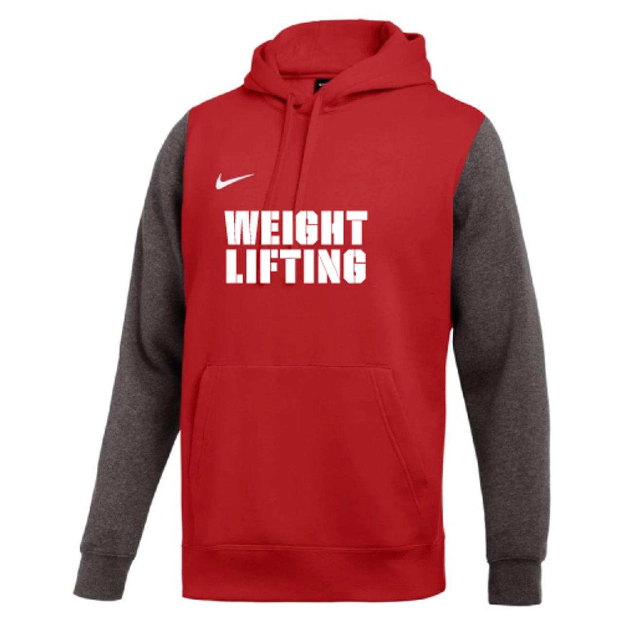 Nike Men's Weightlifting Club Fleece Color Block Hoodie - Red/Grey