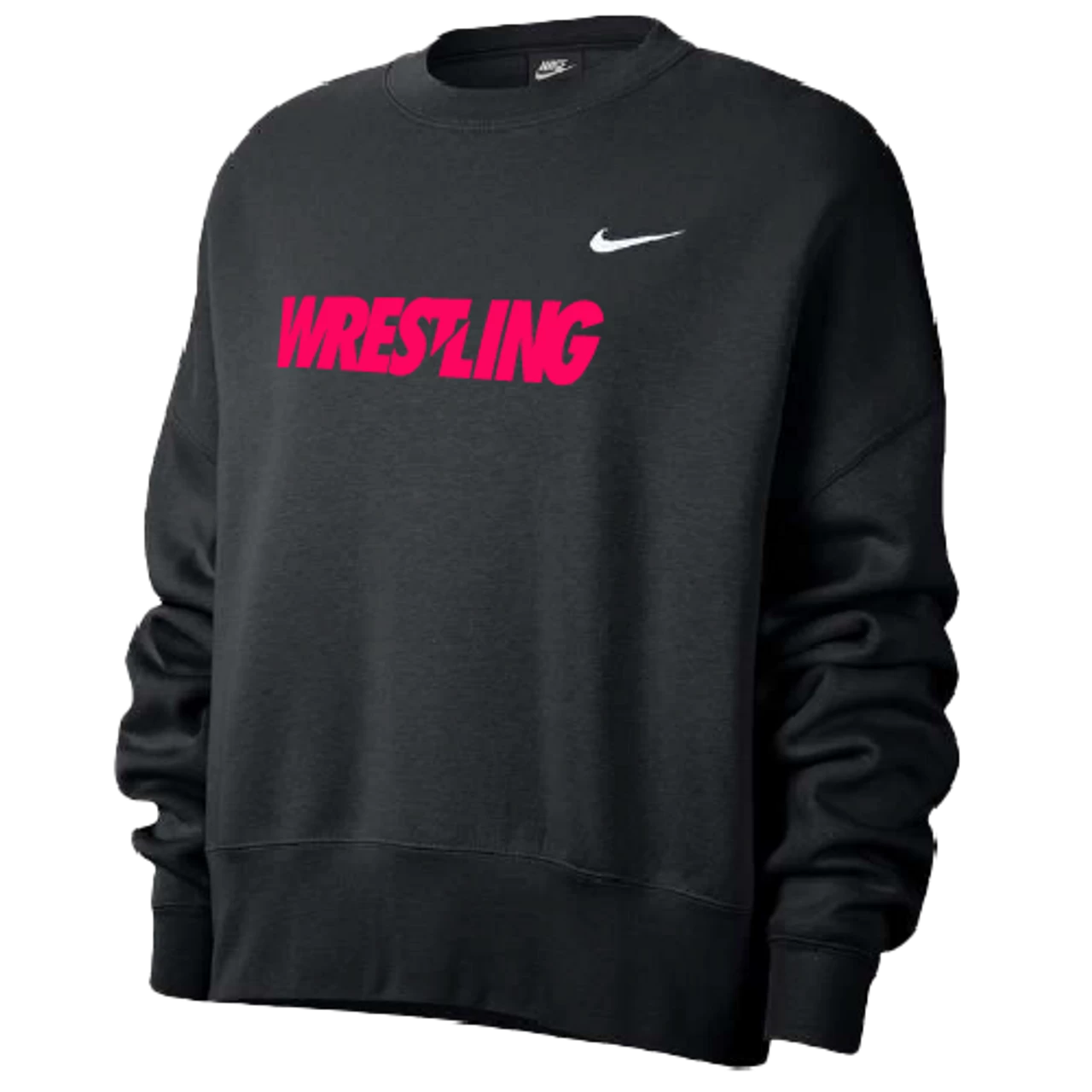 Nike Women’s Wrestling Fleece Trend Crew - Black/Fluorescent Raspberry